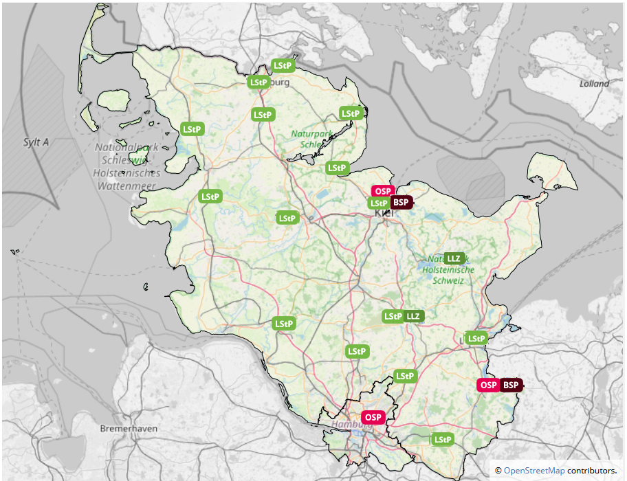 Karte Stützpunkte Schleswig-Holstein